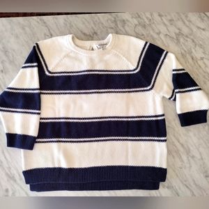 LK Bennett pure cotton navy blue and white striped sweater, size L